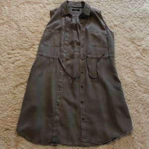 Draw string button up dress